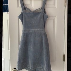 Blue Corduroy Backless Mini Dress 💙